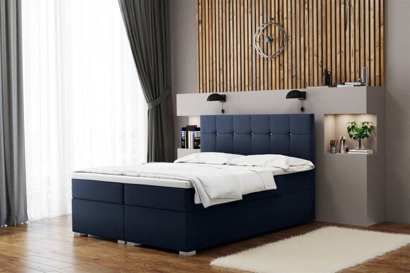 Fun Möbel Boxbett Schlafzimmerbett ABELT in Stoff inkl. Bettkästen (Kaltschaumtopper), Strass-Steine im Kopfteil von Fun Möbel
