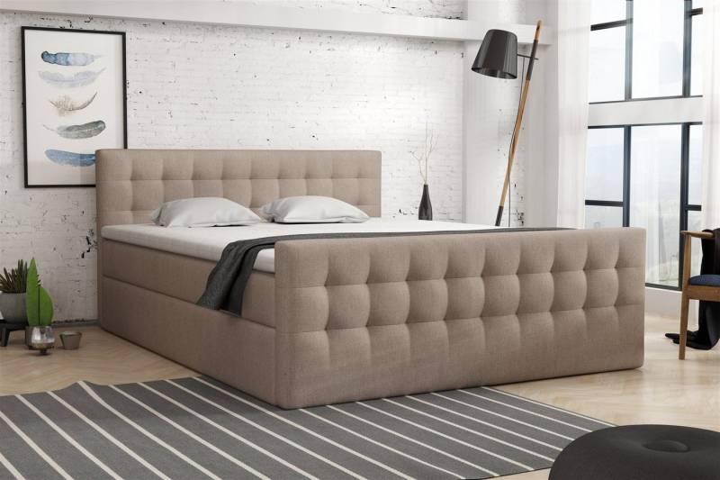 Fun Möbel Boxbett Schlafzimmerbett ANKER Stoff Sawana oder Soro (inkl. Kaltschaumtopper), gepolstertes Fußteil von Fun Möbel