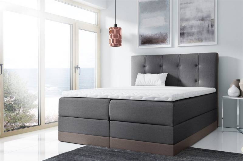 Fun Möbel Boxspringbett Boxspringbett Schlafzimmerbett BALEA in Stoff inkl. Bettkästen (inkl. Kaltschaumtopper), Zweifarbig von Fun Möbel