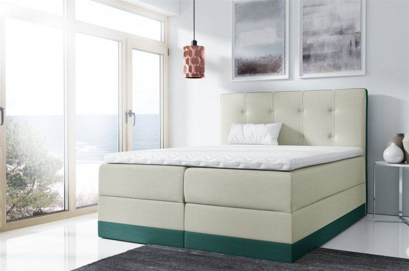 Fun Möbel Boxspringbett Boxspringbett Schlafzimmerbett BALEA in Stoff inkl. Bettkästen (inkl. Kaltschaumtopper), Zweifarbig von Fun Möbel
