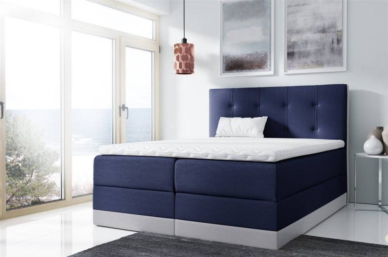 Fun Möbel Boxspringbett Boxspringbett Schlafzimmerbett BALEA in Stoff inkl. Bettkästen (inkl. Kaltschaumtopper), Zweifarbig von Fun Möbel
