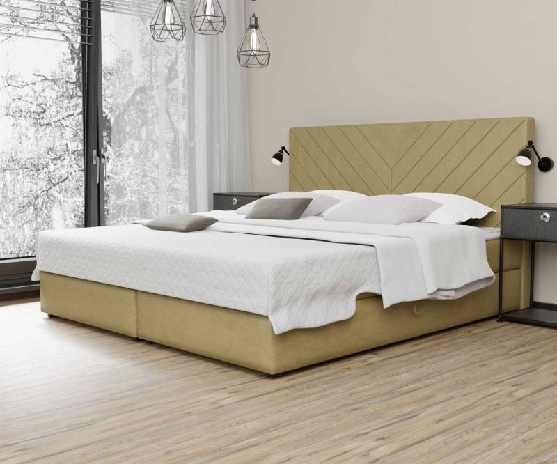 Fun Möbel Boxbett Schlafzimmerbett BELCORA Überlänge in Stoff Cloud (inkl. Bettkästen, inkl. Kaltschaumtopper), auch in Standardlänge erhältlich von Fun Möbel