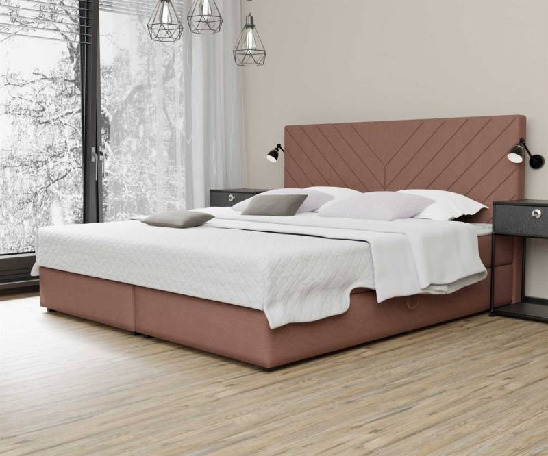 Fun Möbel Boxbett Schlafzimmerbett BELCORA Überlänge in Stoff Cloud (inkl. Bettkästen, inkl. Kaltschaumtopper), auch in Standardlänge erhältlich von Fun Möbel