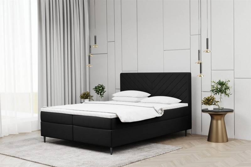 Fun Möbel Boxspringbett Boxspringbett Schlafzimmerbett BONITA Überlänge in Stoff Matt Velvet (inkl. Bettkästen, inkl. Kaltschaumtopper), auch in Standardlänge erhältlich von Fun Möbel