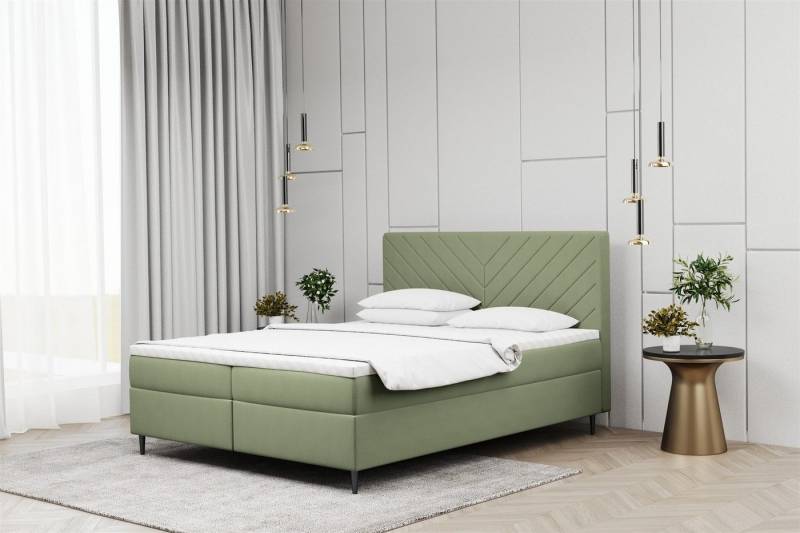 Fun Möbel Boxspringbett Boxspringbett Schlafzimmerbett BONITA in Stoff Matt Velvet (inkl. Bettkästen, inkl. Kaltschaumtopper), auch in Überlänge erhältlich von Fun Möbel
