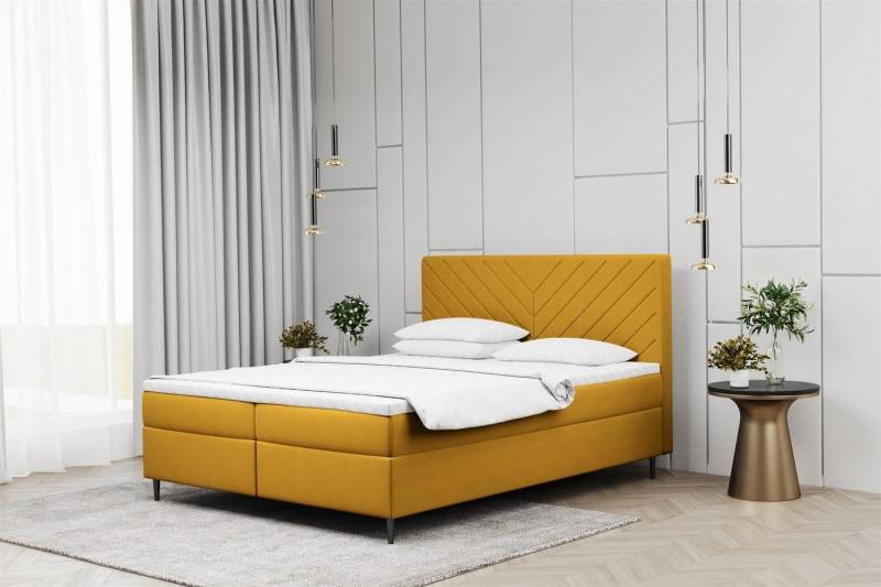 Fun Möbel Boxspringbett Boxspringbett Schlafzimmerbett BONITA in Stoff Matt Velvet (inkl. Bettkästen, inkl. Kaltschaumtopper), auch in Überlänge erhältlich von Fun Möbel