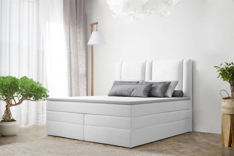 Fun Möbel Boxspringbett Boxspringbett Schlafzimmerbett CANDELA DELUX Kunstleder Madryt (inkl. Viscoschaumtopper) von Fun Möbel