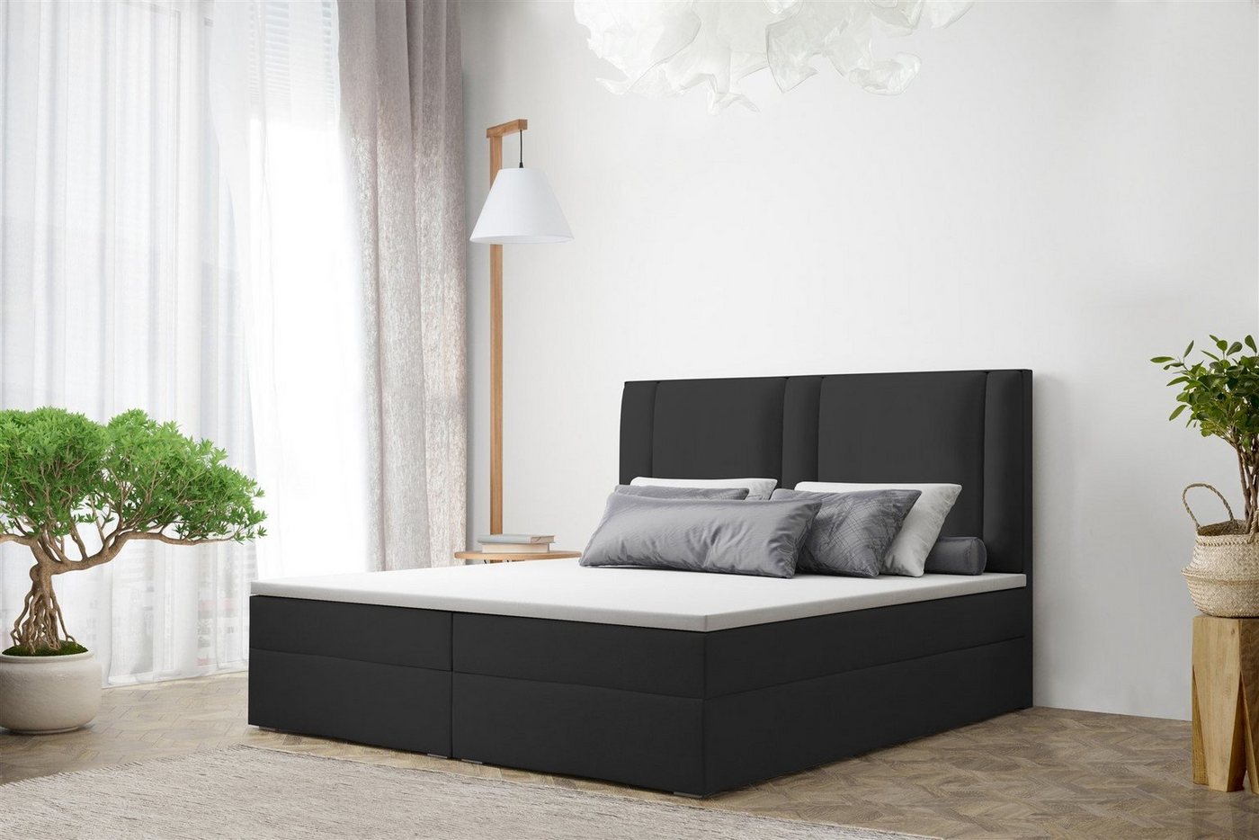 Fun Möbel Boxspringbett Boxspringbett Schlafzimmerbett CANDELA Kunstleder Madryt (inkl. Viscoschaumtopper) von Fun Möbel