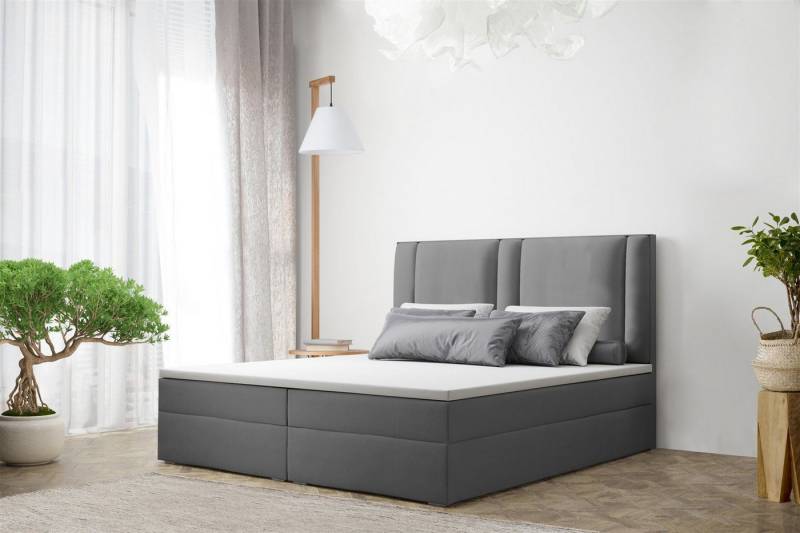 Fun Möbel Boxspringbett Boxspringbett Schlafzimmerbett CANDELA Kunstleder Madryt (inkl. Viscoschaumtopper) von Fun Möbel