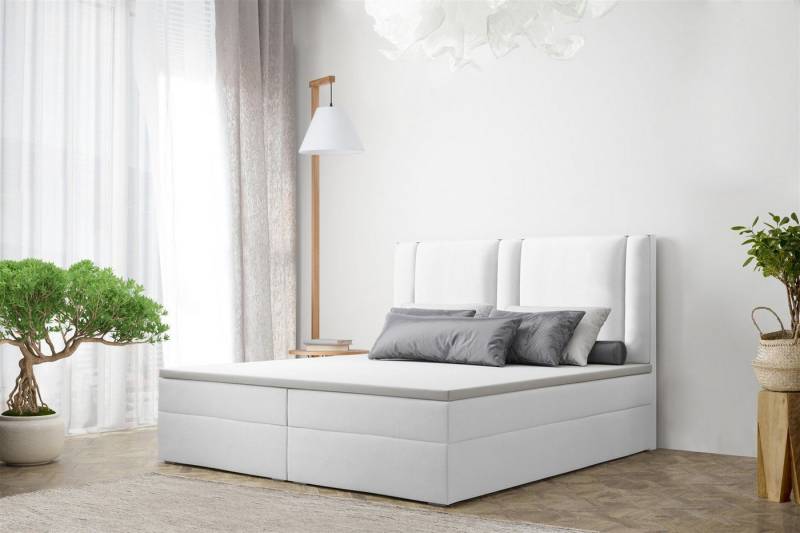 Fun Möbel Boxspringbett Boxspringbett Schlafzimmerbett CANDELA Kunstleder Madryt (inkl. Viscoschaumtopper) von Fun Möbel