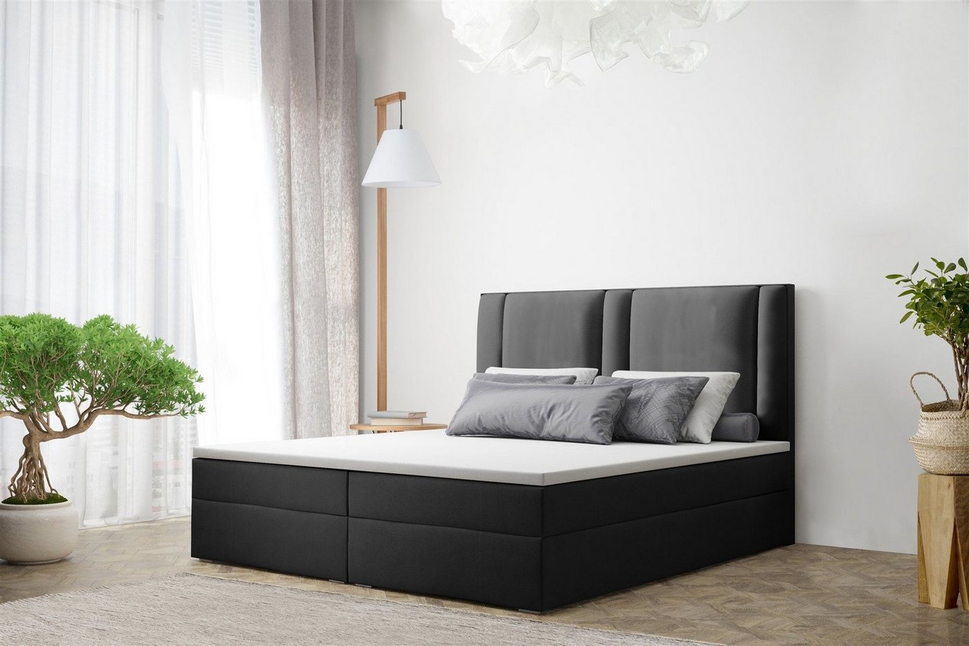 Fun Möbel Boxspringbett Boxspringbett Schlafzimmerbett CANDELA Kunstleder Madryt (inkl. Viscoschaumtopper) von Fun Möbel