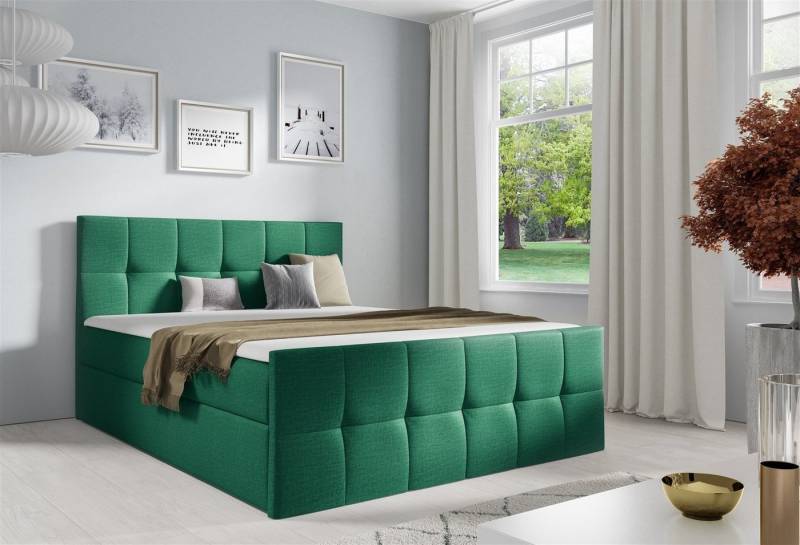 Fun Möbel Boxspringbett Boxspringbett Schlafzimmerbett CARMEN LUX in Stoff (inkl. Bettkasten, 1-St., inkl. Kaltschaumtopper), gepolstertes Fußteil von Fun Möbel