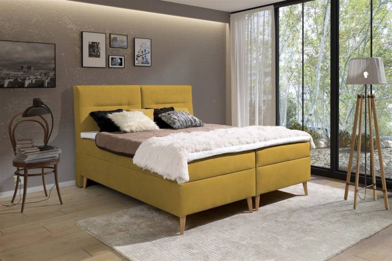 Fun Möbel Boxspringbett Boxspringbett Schlafzimmerbett DANILO in Stoff oder Kunstleder (inkl. Bettkasten, inkl. Kaltschaumtopper) von Fun Möbel