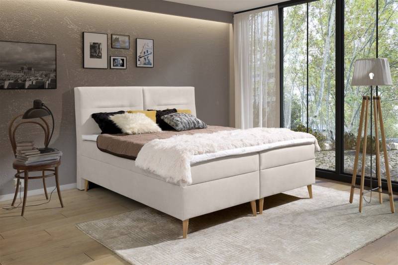 Fun Möbel Boxspringbett Boxspringbett Schlafzimmerbett DANILO in Stoff oder Kunstleder (inkl. Bettkasten, inkl. Kaltschaumtopper) von Fun Möbel