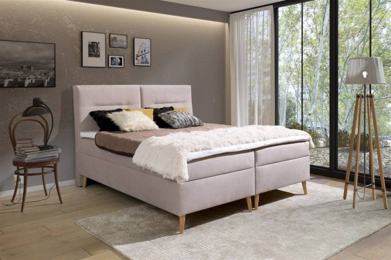 Fun Möbel Boxspringbett Boxspringbett Schlafzimmerbett DANILO in Stoff oder Kunstleder (inkl. Bettkasten, inkl. Kaltschaumtopper) von Fun Möbel