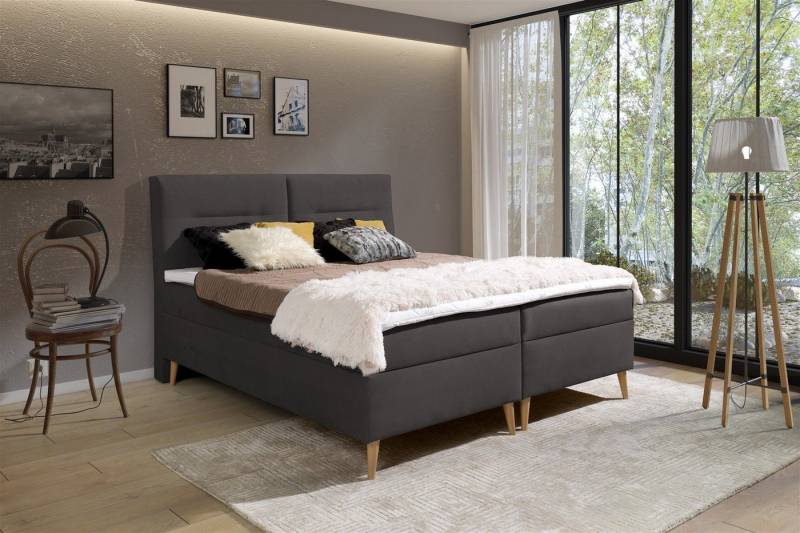 Fun Möbel Boxspringbett Boxspringbett Schlafzimmerbett DANILO in Stoff oder Kunstleder (inkl. Bettkasten, inkl. Kaltschaumtopper) von Fun Möbel