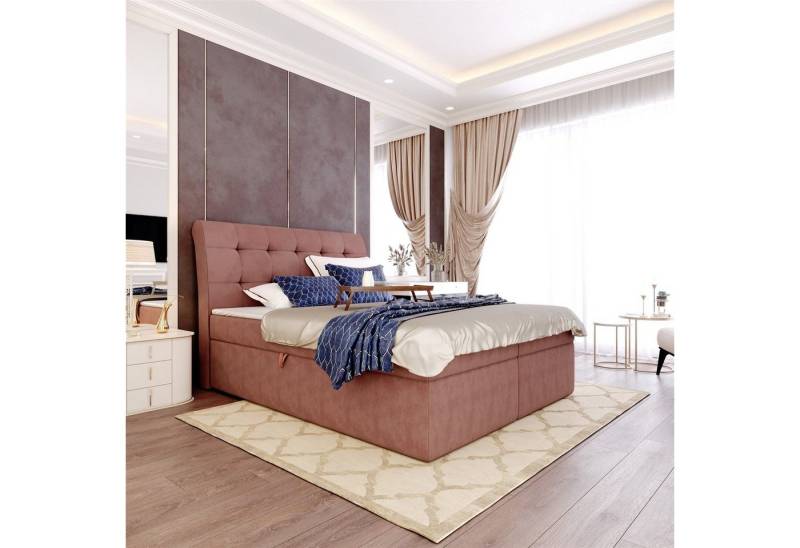 Fun Möbel Boxspringbett Boxspringbett Schlafzimmerbett DASIO in Stoff Cloud (inkl. Kaltschaumtopper und Topper) von Fun Möbel
