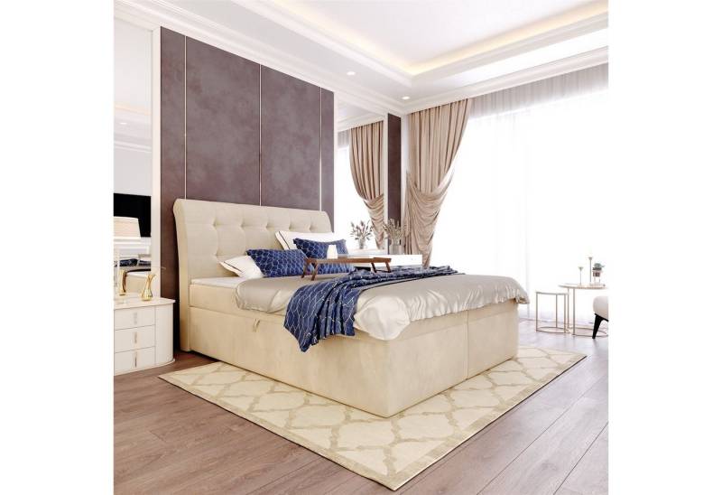 Fun Möbel Boxbett Schlafzimmerbett DASIO in Stoff Cloud (inkl. Kaltschaumtopper und Topper) von Fun Möbel
