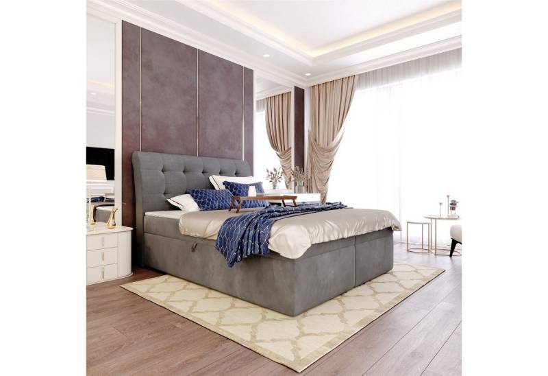Fun Möbel Boxbett Schlafzimmerbett DASIO in Stoff Cloud (inkl. Kaltschaumtopper und Topper) von Fun Möbel