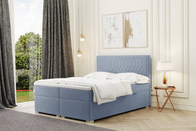 Fun Möbel Boxspringbett Boxspringbett Schlafzimmerbett DUSTY 220er in Stoff (inkl. Bettkasten, inkl. Kaltschaumtopper) von Fun Möbel