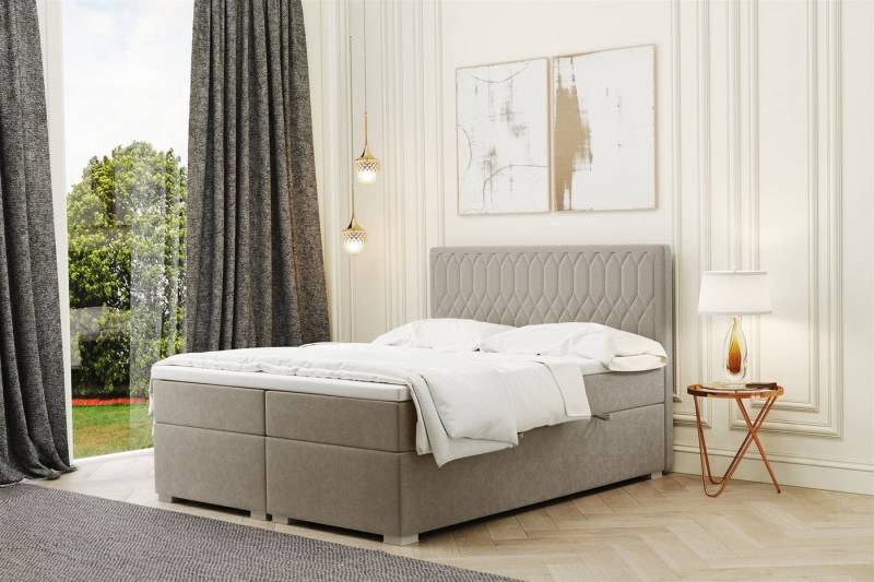 Fun Möbel Boxbett Schlafzimmerbett DUSTY Überlänge in Stoff Riviera (inkl. Kaltschaumtopper und Bettkästen) von Fun Möbel