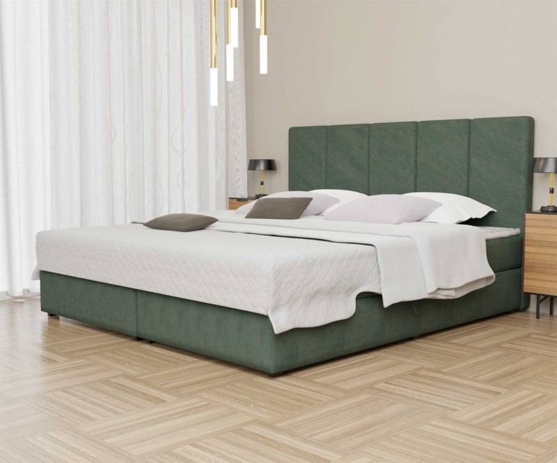Fun Möbel Boxbett Schlafzimmerbett ELICIO Überlänge in Stoff Cloud (inkl. Bettkästen, inkl. Kaltschaumtopper), auch in Standardlänge 200cm erhältlich von Fun Möbel