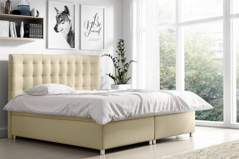 Fun Möbel Boxspringbett Boxspringbett Schlafzimmerbett ENZO in Stoff (inkl. Bettkasten, inkl. Kaltschaumtopper) von Fun Möbel