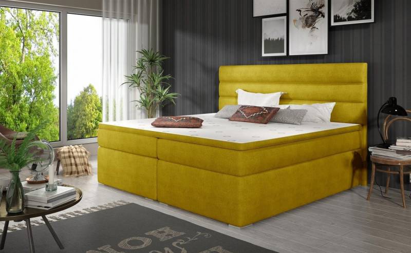 Fun Möbel Boxspringbett Boxspringbett Schlafzimmerbett FESTO in Stoff inkl. Bettkästen (inkl. Kaltschaumtopper) von Fun Möbel
