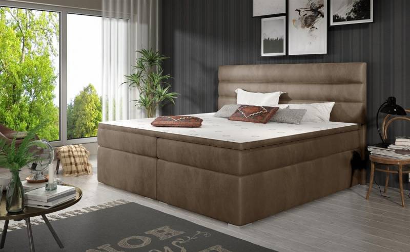 Fun Möbel Boxspringbett Boxspringbett Schlafzimmerbett FESTO in Stoff inkl. Bettkästen (inkl. Kaltschaumtopper) von Fun Möbel