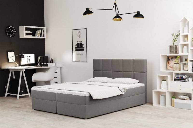 Fun Möbel Boxspringbett Boxspringbett Schlafzimmerbett FRASCO 200er in Stoff (inkl. Bettkasten, inkl. Kaltschaumtopper) von Fun Möbel