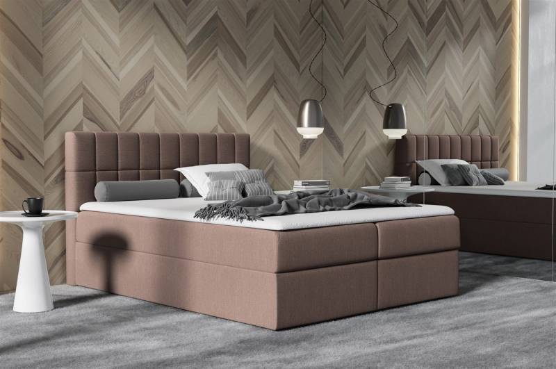 Fun Möbel Boxspringbett Boxspringbett Schlafzimmerbett GRACE Überlänge in Stoff Soro (inkl. Bettkästen, inkl. Kaltschaumtopper) von Fun Möbel