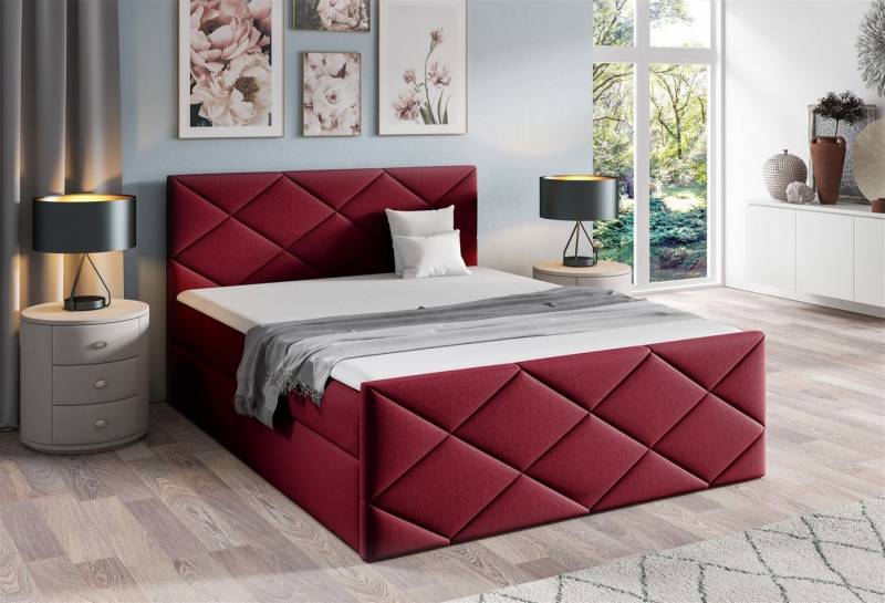 Fun Möbel Boxbett Schlafzimmerbett KOSMOS in Stoff inkl. Bettkasten (inkl. Kaltschaumtopper), gepolstertes Fußteil von Fun Möbel