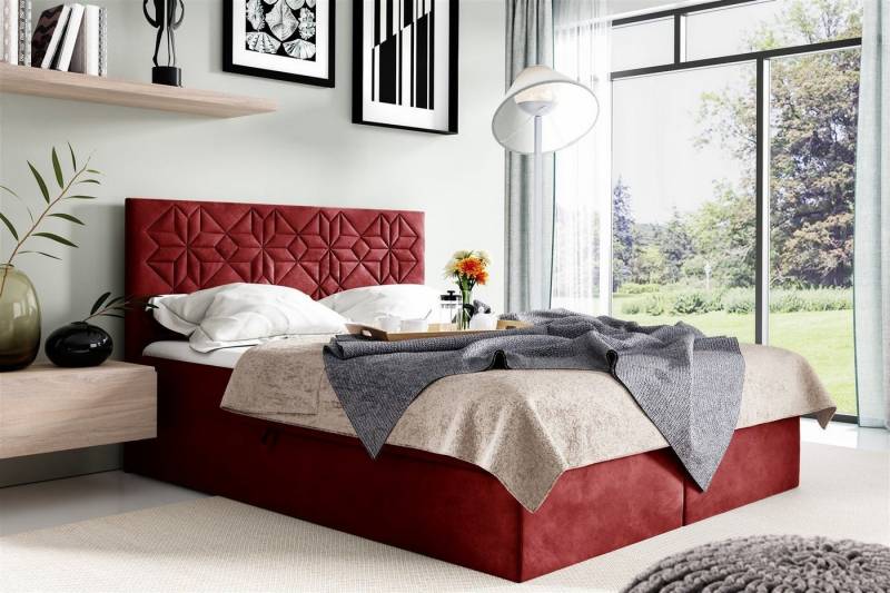 Fun Möbel Boxbett Schlafzimmerbett LAZARO Nr.1 Überlänge in Stoff Fresh (inkl. Bettkästen, inkl. Kaltschaumtopper), eingebautes Liftsystem für Bettkästen von Fun Möbel