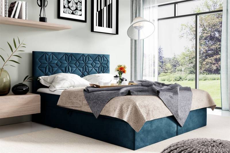 Fun Möbel Boxbett Schlafzimmerbett LAZARO Nr.1 in Stoff Fresh (inkl. Bettkästen, inkl. Kaltschaumtopper), eingebautes Liftsystem für Bettkästen von Fun Möbel