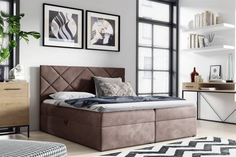 Fun Möbel Boxbett Schlafzimmerbett LAZARO Nr.3 in Stoff Fresh (inkl. Bettkästen, inkl. Kaltschaumtopper), eingebautes Liftsystem für Bettkästen von Fun Möbel