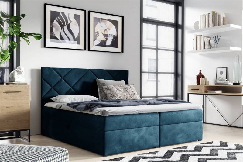 Fun Möbel Boxbett Schlafzimmerbett LAZARO Nr.3 in Stoff Fresh (inkl. Bettkästen, inkl. Kaltschaumtopper), eingebautes Liftsystem für Bettkästen von Fun Möbel