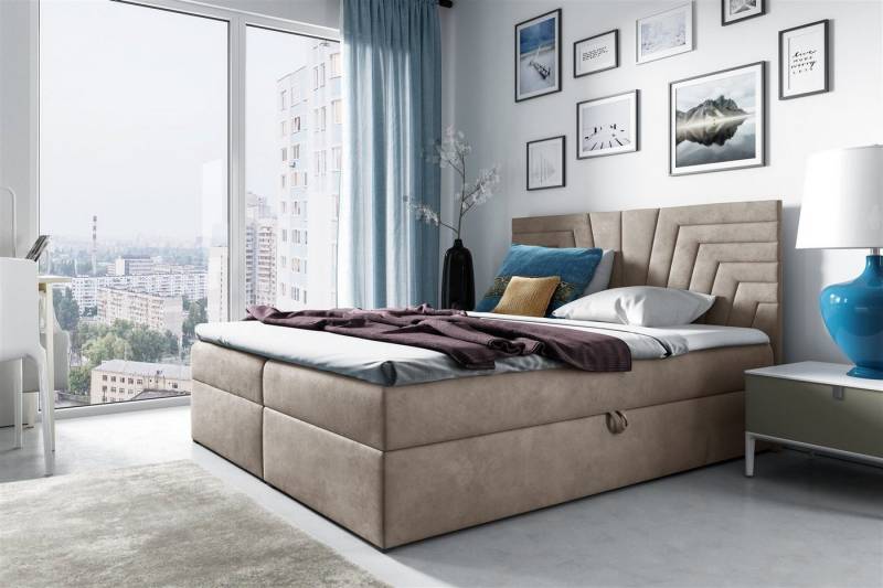 Fun Möbel Boxbett Schlafzimmerbett LAZARO Nr.4 in Stoff Fresh (inkl. Bettkästen, inkl. Kaltschaumtopper), eingebautes Liftsystem für Bettkästen von Fun Möbel