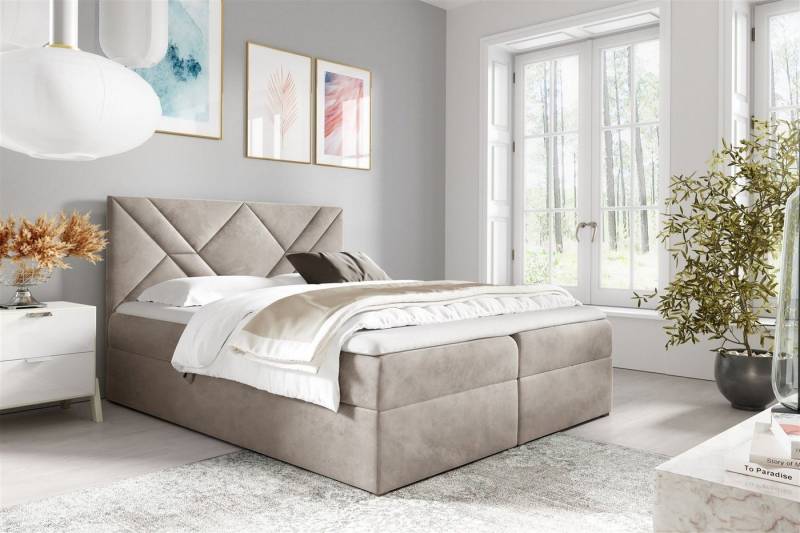 Fun Möbel Boxbett Schlafzimmerbett LAZARO Nr.6 Überlänge in Stoff Fresh (inkl. Bettkästen, inkl. Kaltschaumtopper), eingebautes Liftsystem für Bettkästen von Fun Möbel