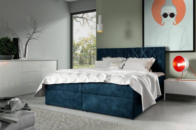 Fun Möbel Boxbett Schlafzimmerbett LAZARO Nr.7 in Stoff Fresh (inkl. Bettkästen, inkl. Kaltschaumtopper), eingebautes Liftsystem für Bettkästen von Fun Möbel