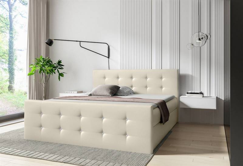 Fun Möbel Boxspringbett Boxspringbett Schlafzimmerbett LIAMOS in Überlänge in Kunstleder (inkl. Bettkästen, inkl. Kaltschaumtopper) von Fun Möbel