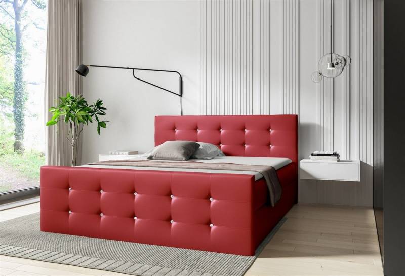 Fun Möbel Boxspringbett Boxspringbett Schlafzimmerbett LIAMOS in Überlänge in Kunstleder (inkl. Bettkästen, inkl. Kaltschaumtopper) von Fun Möbel
