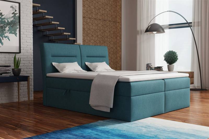 Fun Möbel Boxspringbett Boxspringbett Schlafzimmerbett LUAN in Stoff oder Kunstleder (inkl. Bettkasten, inkl. Kaltschaumtopper) von Fun Möbel