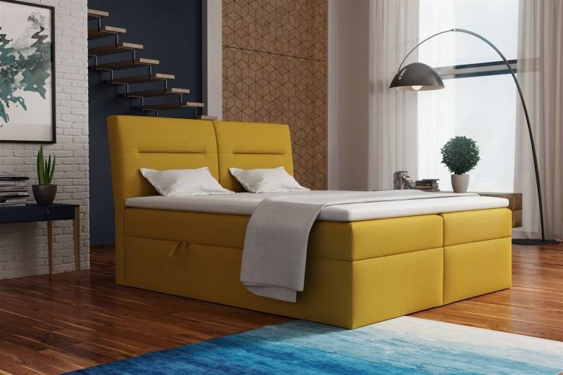 Fun Möbel Boxspringbett Boxspringbett Schlafzimmerbett LUAN in Stoff oder Kunstleder (inkl. Bettkasten, inkl. Kaltschaumtopper) von Fun Möbel