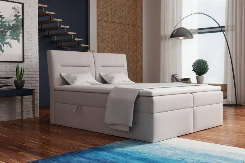 Fun Möbel Boxspringbett Boxspringbett Schlafzimmerbett LUAN in Stoff oder Kunstleder (inkl. Bettkasten, inkl. Kaltschaumtopper) von Fun Möbel