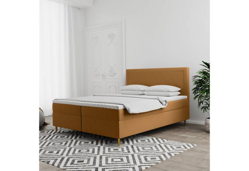 Fun Möbel Boxspringbett Boxspringbett Schlafzimmerbett LUCIEN in Stoff Soro (inkl. Kaltschaumtopper und Bettkästen), auch in Überlänge erhältlich von Fun Möbel