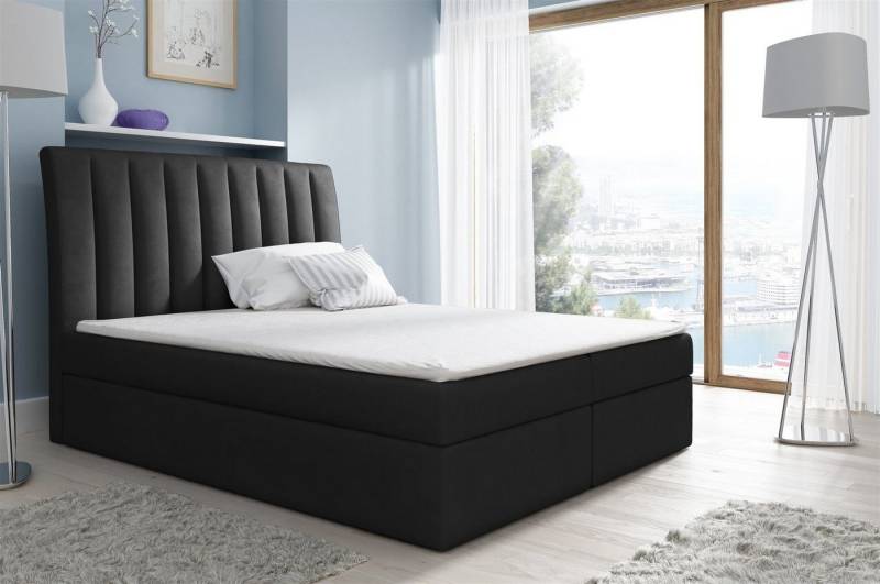 Fun Möbel Boxspringbett Boxspringbett Schlafzimmerbett MALENA in Stoff oder Kunstleder (inkl. Bettkasten, inkl. Kaltschaumtopper) von Fun Möbel