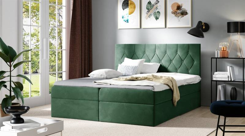 Fun Möbel Boxspringbett Boxspringbett Schlafzimmerbett MANOLIS in Stoff (inkl. Bettkästen, inkl. Kaltschaumtopper) von Fun Möbel