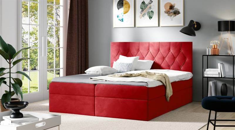 Fun Möbel Boxspringbett Boxspringbett Schlafzimmerbett MANOLIS in Stoff (inkl. Bettkästen, inkl. Kaltschaumtopper) von Fun Möbel