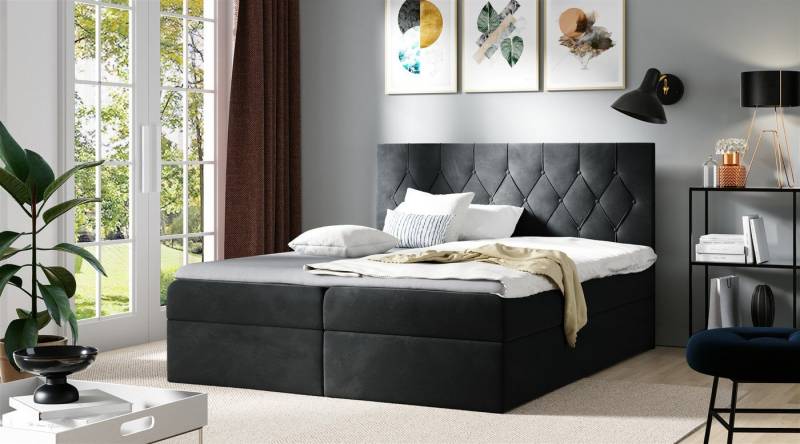 Fun Möbel Boxspringbett Boxspringbett Schlafzimmerbett MANOLIS in Stoff (inkl. Bettkästen, inkl. Kaltschaumtopper) von Fun Möbel