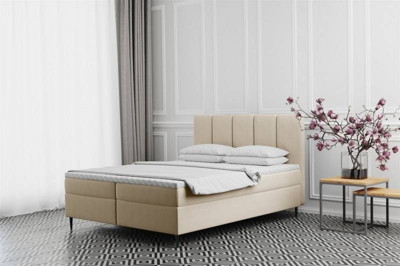 Fun Möbel Boxspringbett Boxspringbett Schlafzimmerbett MARAL Überlänge in Stoff neue Farben (inkl. Bettkästen, inkl. Kaltschaumtopper), auch in Standardlänge erhältlich von Fun Möbel